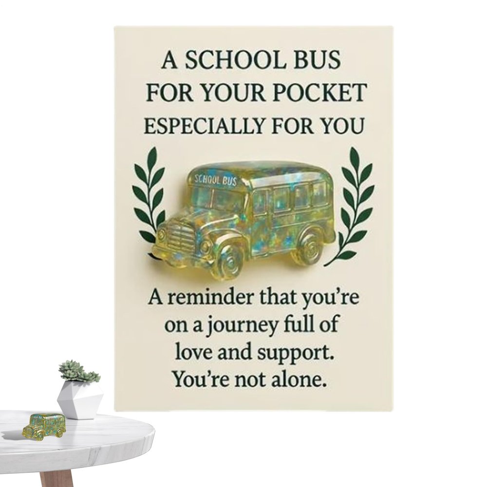 Miniature Acrylic School Bus Greeting Card