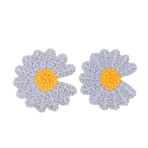 NIRNHYRUR Embroidery Patches, 30 Pieces, 4.5 cm Small Flower Iron-On Appliqués for Clothing, Light Gray