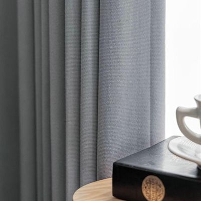 Beydodo Blackout Sliding Panel Curtains with Hooks, 2-Pack, Blue Gray Linen Look, 107 x 160 cm