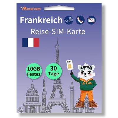 SIM Card for France | Prepaid Data Plan | 10 GB Landline | 30 Days | High-Speed Internet | Ideal for Travelers