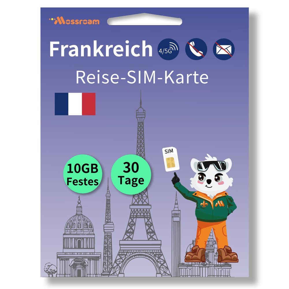 SIM Card for France | Prepaid Data Plan | 10 GB Landline | 30 Days | High-Speed Internet | Ideal for Travelers