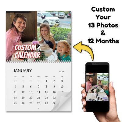 Personalized 2027 Wall Calendar with Your Own Photos, 28.5 x 44 cm