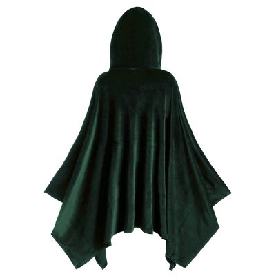 Women's Medieval Gothic Hooded Cloak Costume, Green, Size M