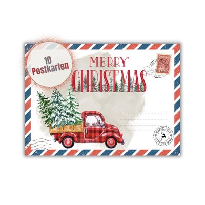 HIDEBLOOM Christmas Card Set – 10 Pieces – DIN A6 (10.5 x 14.8 cm) – Vintage Postcards Without Envelopes