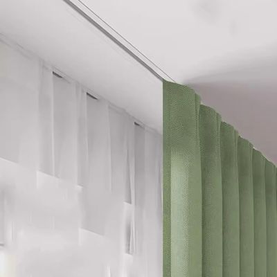 Adjustable Curtain Track, 2 m, White Aluminum Ceiling Mount, 0.9–9 m