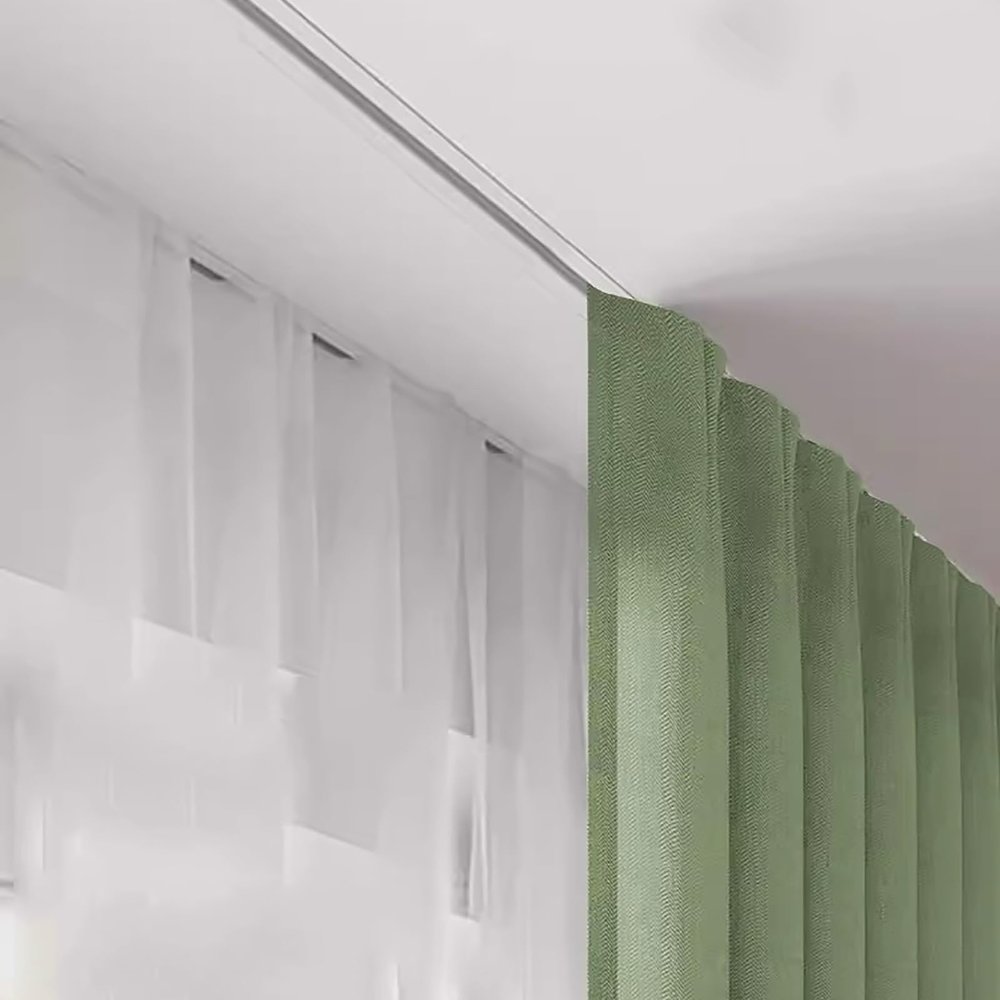 Adjustable Curtain Track, 2 m, White Aluminum Ceiling Mount, 0.9–9 m