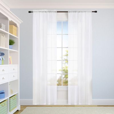 Sheer Voile Curtain 230 x 95 cm, Polyester, Rod Pocket, White