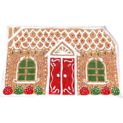 Lpitoy Christmas Gingerbread House Bath Mat, Non-Slip Bathroom Rug