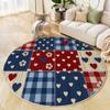 JEDTAKCT Round Polka Dot Check Rug, 160 cm, Short Pile, Washable, Navy Blue view 1