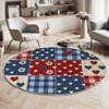 JEDTAKCT Round Polka Dot Check Rug, 160 cm, Short Pile, Washable, Navy Blue view 2