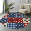 JEDTAKCT Round Polka Dot Check Rug, 160 cm, Short Pile, Washable, Navy Blue view 3
