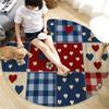 JEDTAKCT Round Polka Dot Check Rug, 160 cm, Short Pile, Washable, Navy Blue view 4