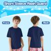 Rashguard Swim Shirt for Boys and Girls, UPF 50+, Short-Sleeve Sports T-Shirt, Navy, 9–10 Years view 4