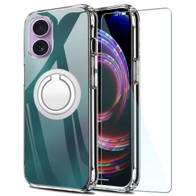 FortiCase Stand Case for iPhone 17 with Screen Protector, Clear Silicone, Shock-Resistant
