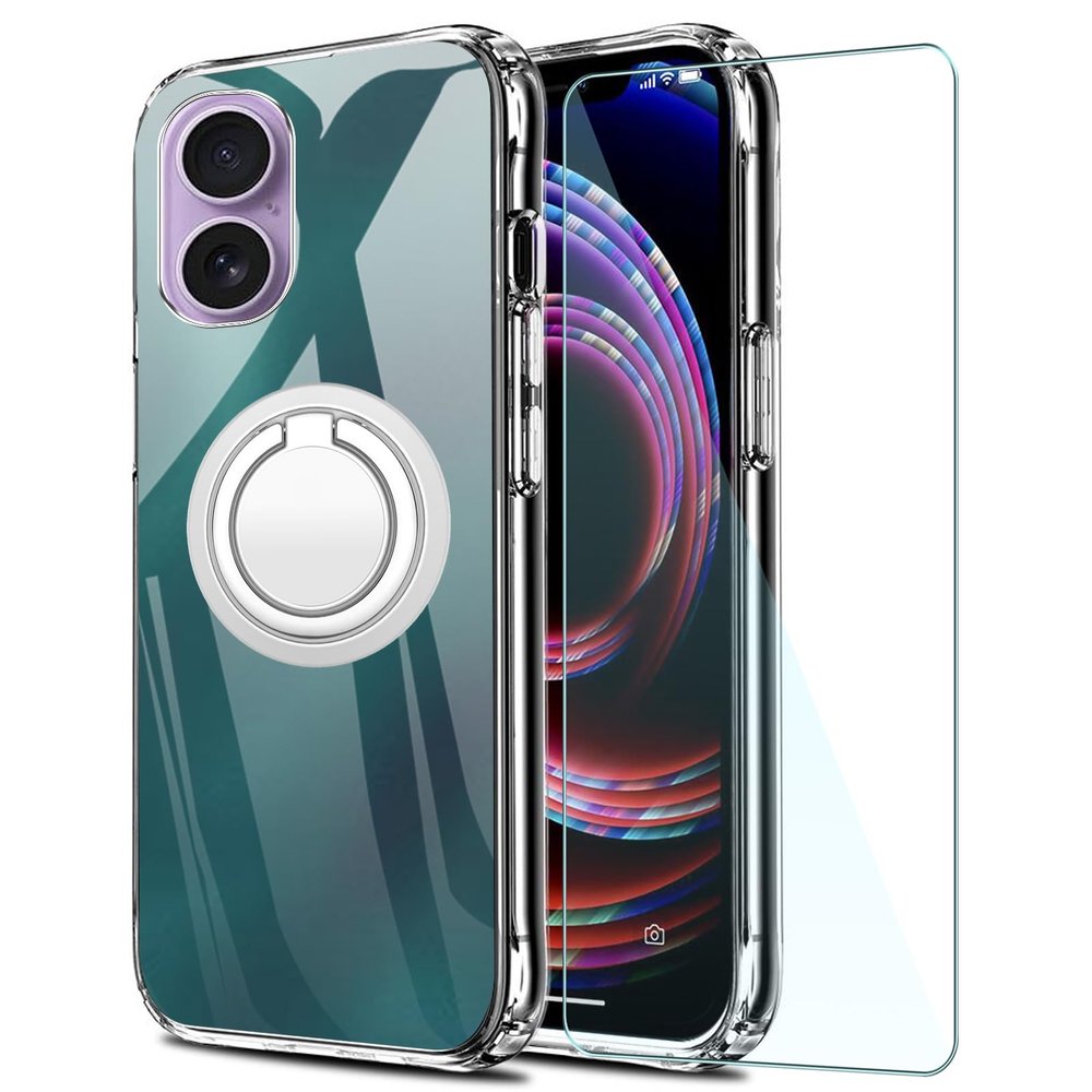 FortiCase Stand Case for iPhone 17 with Screen Protector, Clear Silicone, Shock-Resistant