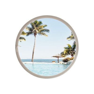 360° Rotating Round Aluminum Window with Tempered Glass, White
