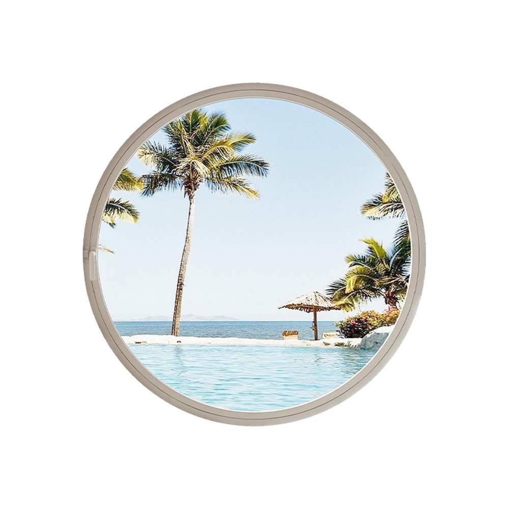360° Rotating Round Aluminum Window with Tempered Glass, White