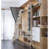 Rustic Black Retractable Library Ladder Hardware Kit, Telescoping Steel Roller and Braked Floor Casters, Easy Installation, Ladder Not Included view 1