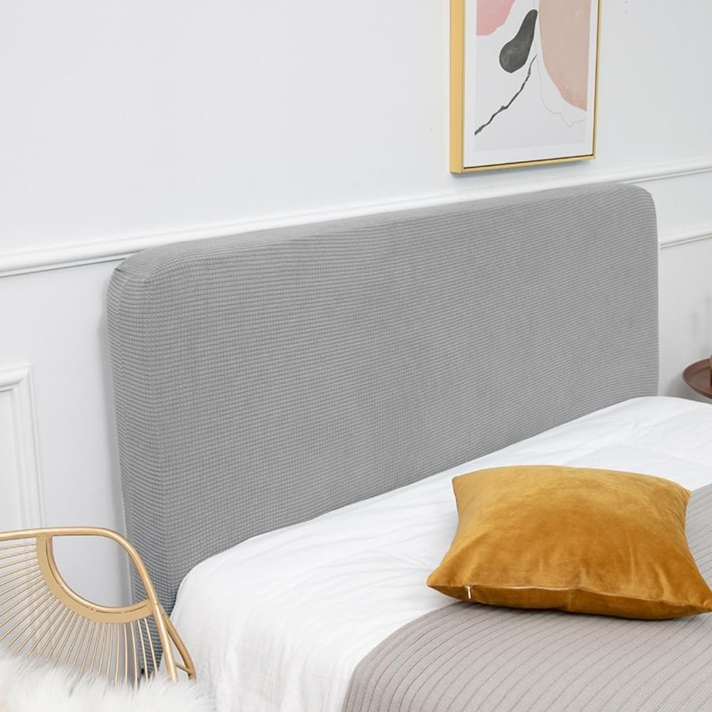 Stretch Headboard Cover for Double Beds, Gray, 200–220 cm (79–86 in)