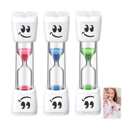 3-Piece 2-Minute Tooth-Brushing Hourglass Set for Kids, Multicolor Smiley