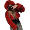 Duohropke Women's Faux Fur Jacket, Cropped Elegant Winter Coat with Hood, Long Sleeves and Zipper view 1