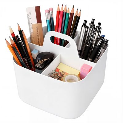 OFFASST Stackable Storage Basket with Handle (White, 16.5 x 16.5 x 15.5 cm)