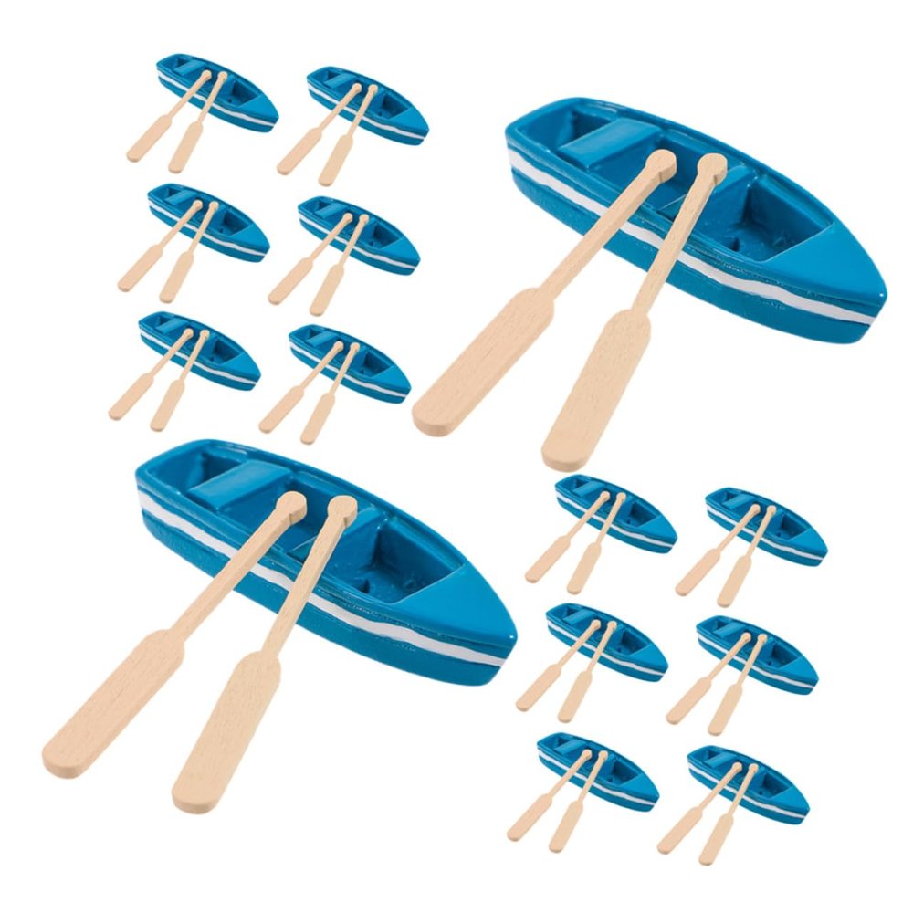 Mikinona 16-Piece Miniature Boat Decor Set, Resin Sailboats with Wood