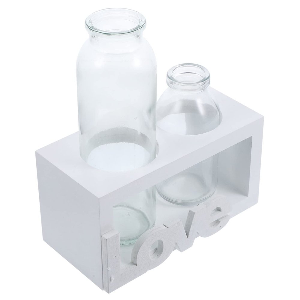 FUNOMOCYA Hydroponic Glass Vase with Wooden Stand, Nordic Style