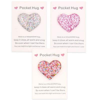 ELNX 3-Piece Pocket Hugs Heart Gifts for Friends and Kids, White, Multicolor, Pink
