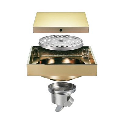 WUPNGS 100 x 100 mm Stainless Steel Shower Drain Hair Strainer, Brushed Black (Champagne Gold)