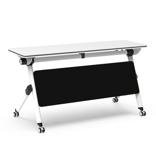 Mobile Conference Table with Casters, Space-Saving Rectangular Design for Office Meetings and Training, Large, 139.7 x 50.8 x 76.2 cm, Black