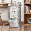 Blue Vegetable Storage Rack and Bookshelf Cart with Wheels—Space-Saving Desk Corner Display Rack and Magazine Holder for Tight Spaces view 2