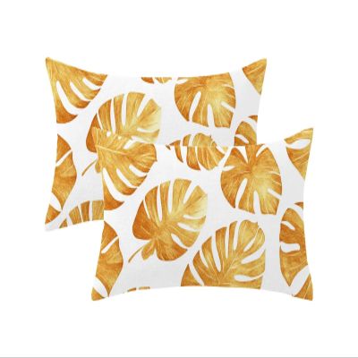 50 x 70 cm Pillow Covers, 2-Pack, Gold Leaf Pattern, Velvet, Model 1113