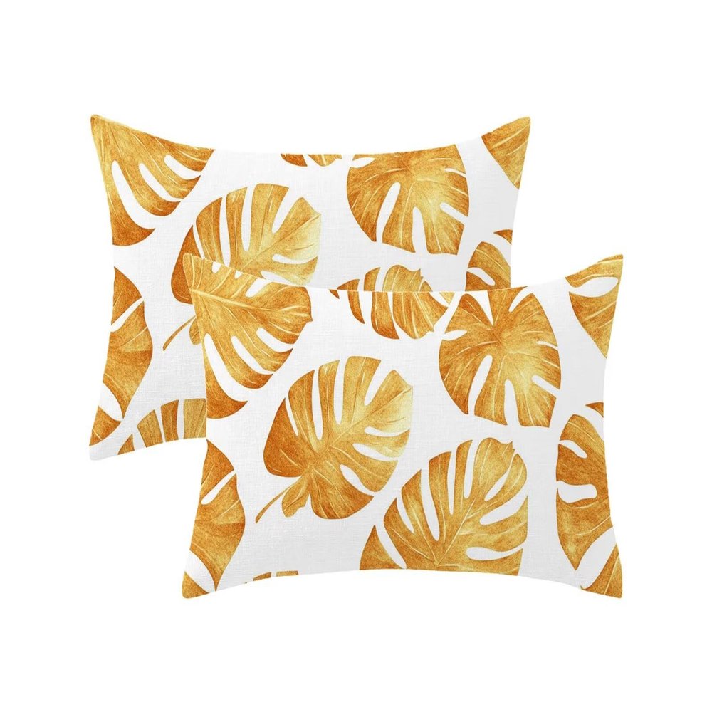 50 x 70 cm Pillow Covers, 2-Pack, Gold Leaf Pattern, Velvet, Model 1113