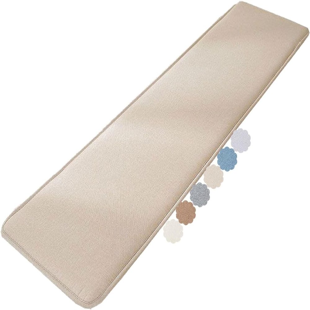 Outdoor Linen Bench Cushion, Khaki, 30 x 80 cm