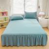 Surwin Modern Solid-Color Bed Skirt with Ruffles, Quilted Bedspread, Aqua 1, 180 × 200 cm view 1