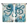 Odot 2-Piece Blue Octopus Bistro Curtain, 65 x 115 cm view 1