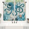 Odot 2-Piece Blue Octopus Bistro Curtain, 65 x 115 cm view 3
