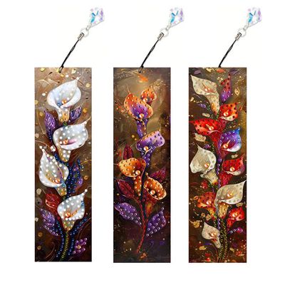 3-Pack DIY 5D Diamond Art Morning Glory Bookmarks with Tassels
