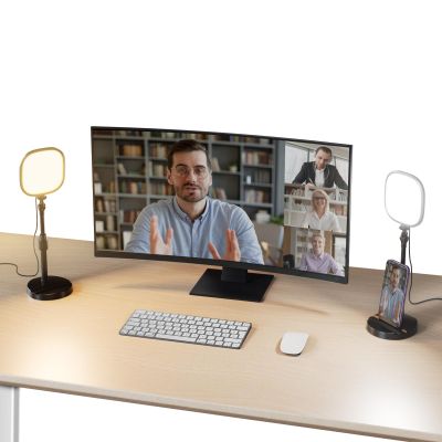 NEEWER Basics 2-Pack 5" Desk Video Lights for Video Calls, CRI 95 Full-Frame LED Ring Lights with Stands, 10W Bi-Color Edge-Lit Zoom Lights for Computer, Laptop, Webcam, Phone, and Streaming, NL10