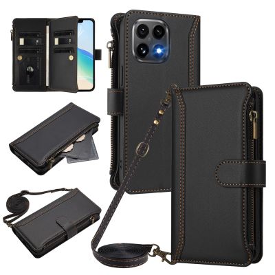 FANFO Wallet Case for Xiaomi 15T with Multiple Card Slots, Shoulder Strap, Black