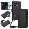 FANFO Wallet Case for Xiaomi 15T with Multiple Card Slots, Shoulder Strap, Black view 1
