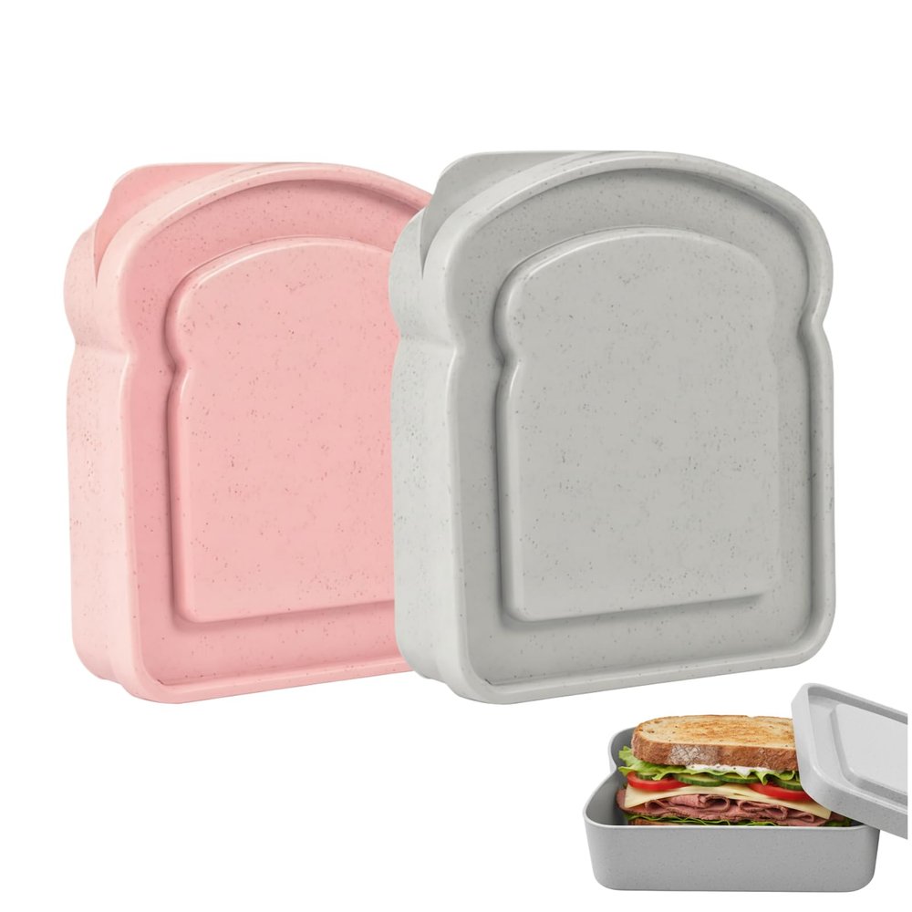 Cute Toast-Shaped Sandwich Container with Lid, Assorted Color, 1