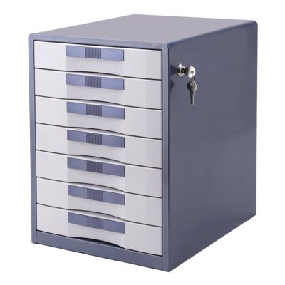 GUODDM 7-Drawer Metal Organizer - Lockable Filing Cabinet for Desk