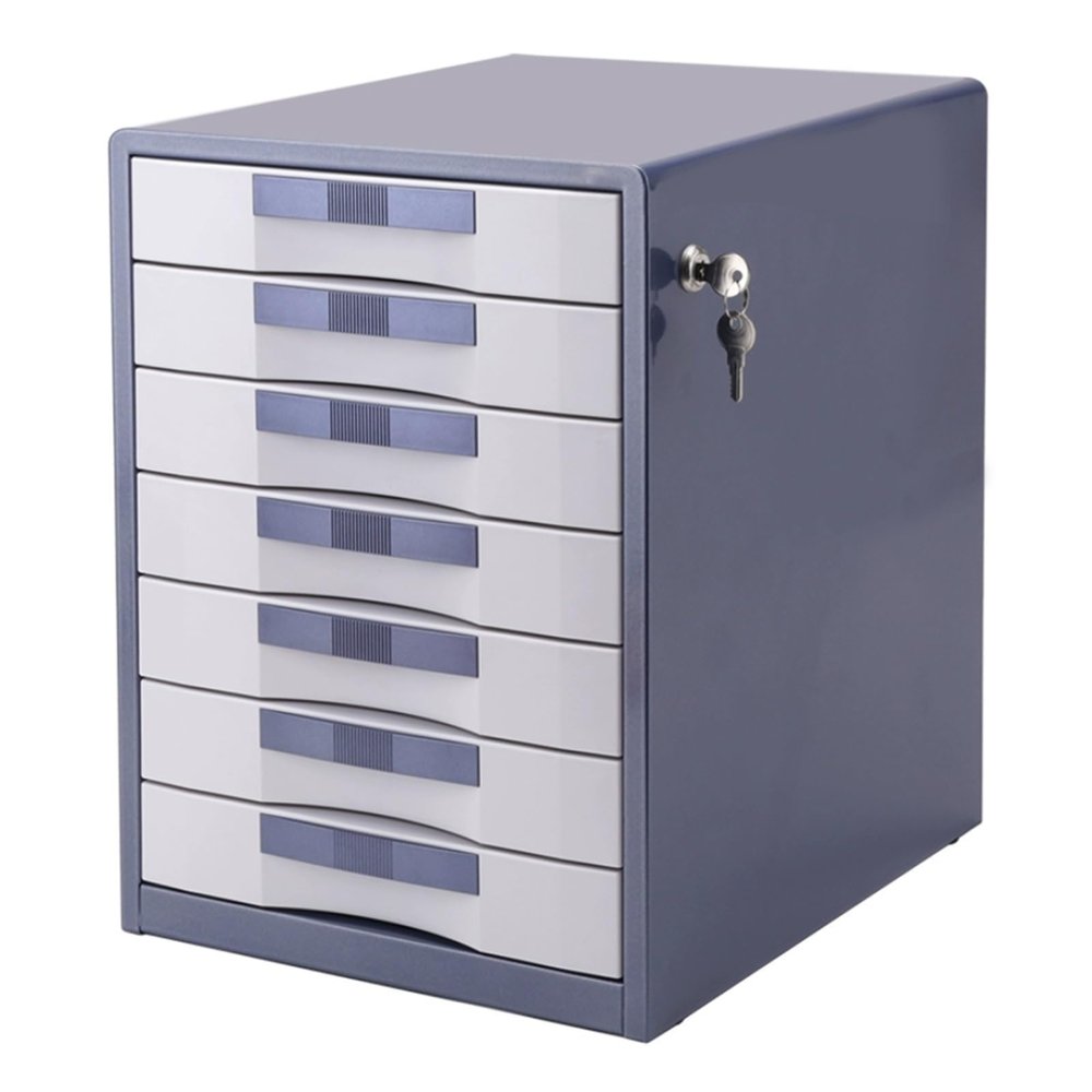 GUODDM 7-Drawer Metal Organizer - Lockable Filing Cabinet for Desk