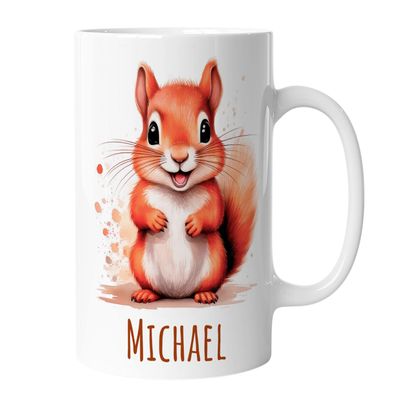 timalo Personalized Kids' Mug with Name | Mischievous Little Squirrel | Ceramic Mug for Children