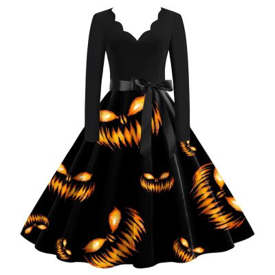 Generic Gothic Halloween Dress for Women, Spiderweb Long-Sleeve Midi Dress with Fitted Silhouette and Reflective Details, Carnival Blood Splatter Renaissance Horror Cocktail Party Prom, Dark Blue, M