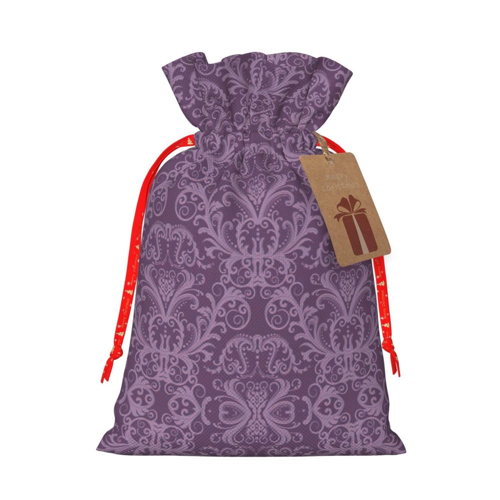 Purple Printed Reusable Drawstring Gift Bag