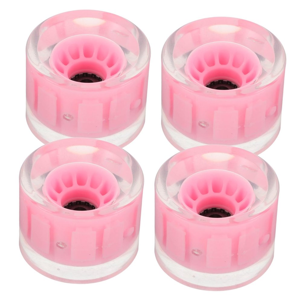 HEMOTON 4-Piece Pink PU Cruiser Longboard Wheels with Automatic Lighting