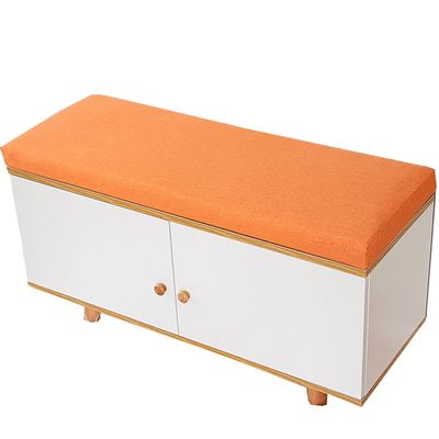 Odaima Bench Cushion, 5 cm Thick, Removable Linen Cover, Non-Slip, Orange, 30 x 30 x 5 cm